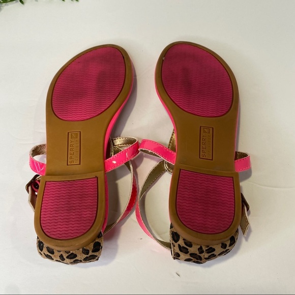 Sperry Summerlin Sandals Size 4M Neon Pink & Leopard Open Toe Ankle Strap - Picture 8 of 10